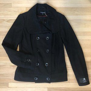 LE CHATEAU Wool Mark Blend Pea Coat Black XS